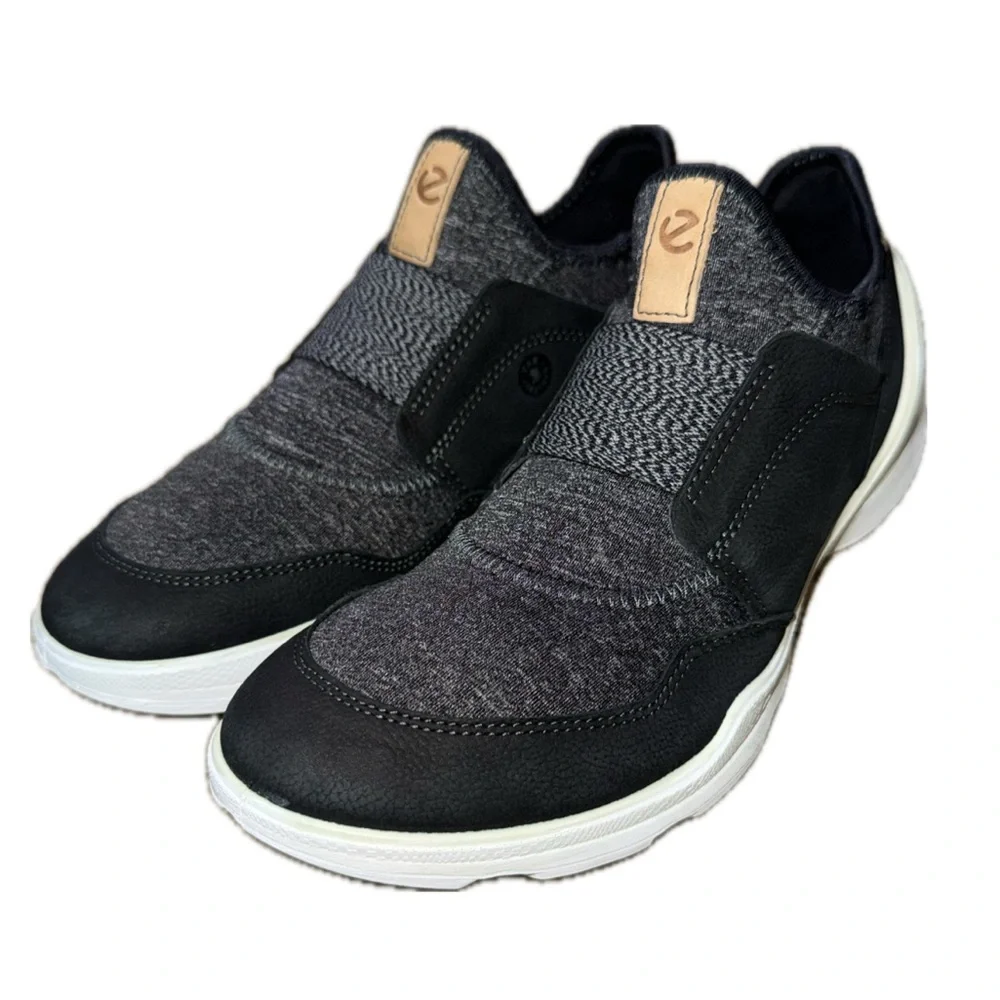 👟🧠 ECCO BIOM Slip-On Walking Sneakers Black Gray | Yak Leather | US 8.5 / EU 39